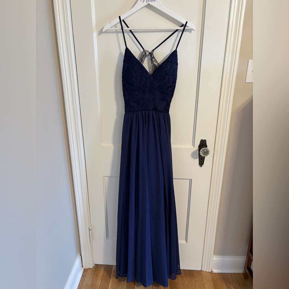 Kennedy Blue Navy Blue Lace bridesmaid dress